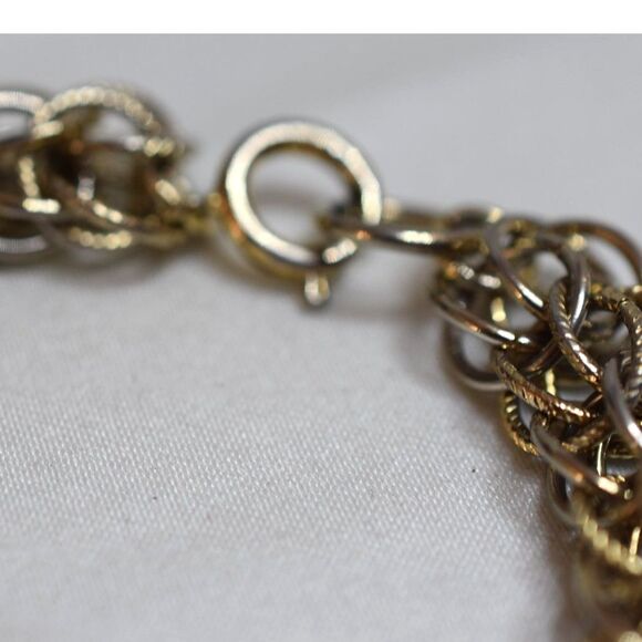 Vintage Gothic Punk Grunge Chainmaille Gold Tone Metal Link 7" Unisex Bracelet - Picture 3 of 3